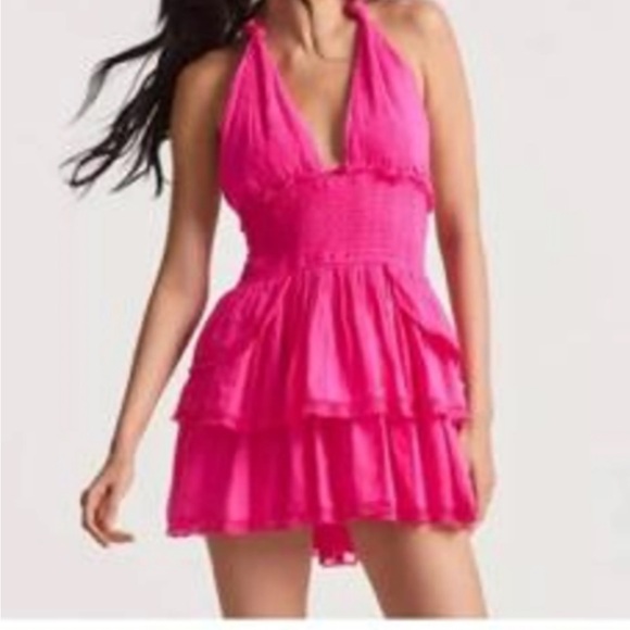 The LoveShackFancy Deanna Halter dress in a vibrant beautiful pink. - Picture 1 of 4